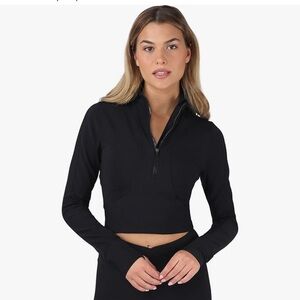 Half zip cropped long sleeve